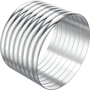 Linkidea Plus Size Bangle Bracelets Set for Women, Set of 8 Stainless Steel Extra Large Round Bangles