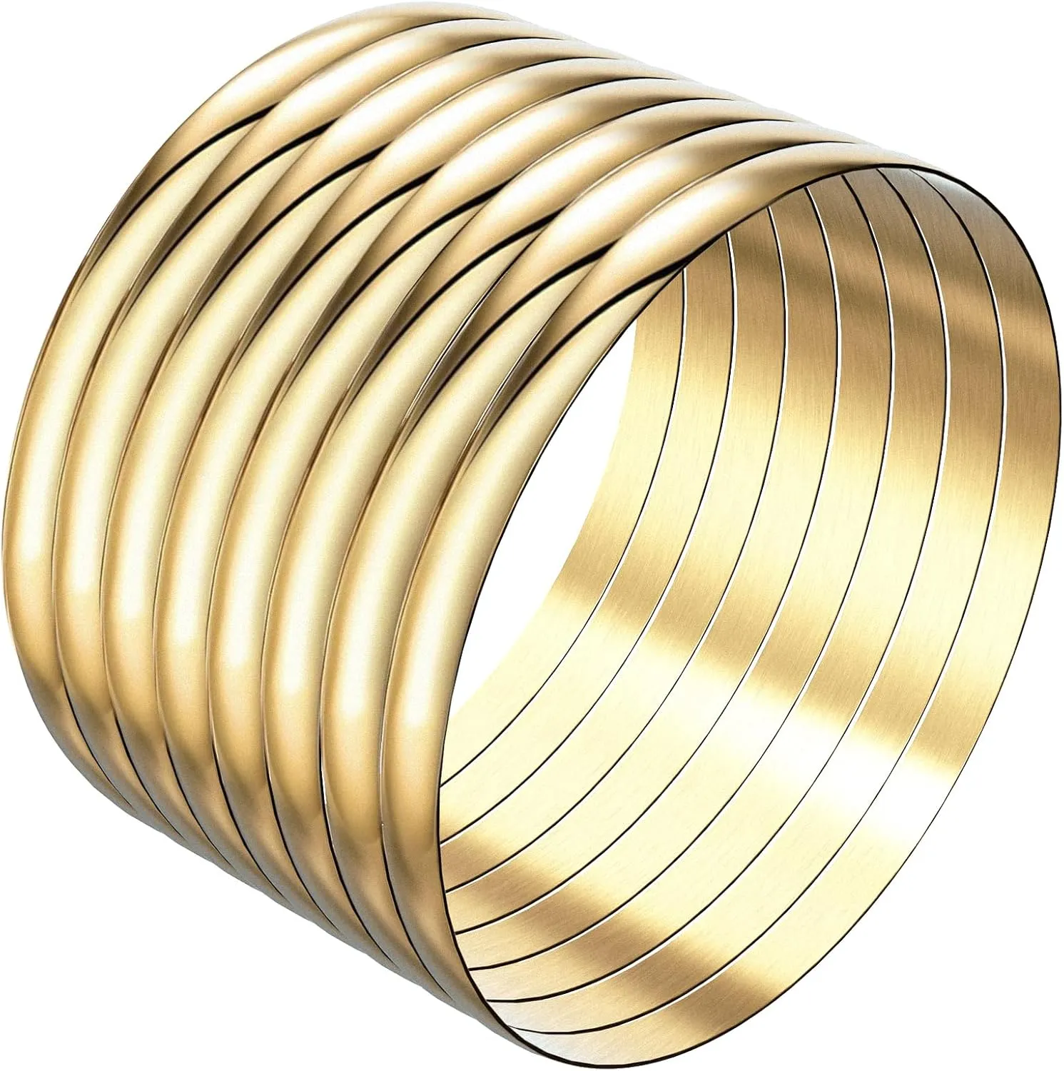 Linkidea Plus Size Bangle Bracelets Set for Women, Set of 8 Stainless Steel Extra Large Round Bangles