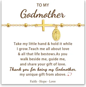 LINY Women's Rosary Bracelet Virgin Mary Cross Confirmation Bracelets for Teens Religious Catholic Jewelry Gifts for Godmother Daughter Baptism Confirmation Gifts