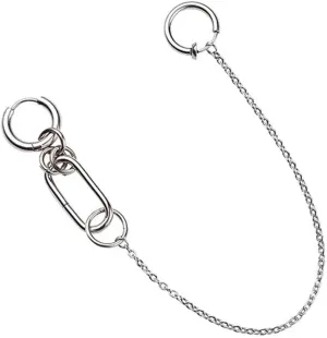 Lip Ring Chain To Ear For Women Men Silver Stainless Steel Nose Lip Ring Clip On Non Piercing Connected Chain Earring For Him Her (Silver)