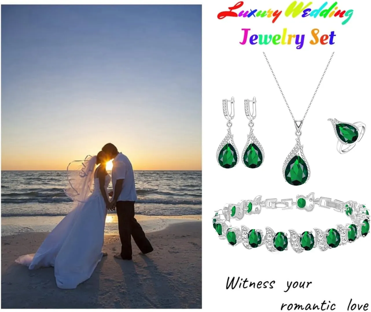 LMXXVJ Jewelry Set for Women,Teardrop Cubic Zirconia Necklace Earrings Adjustable Ring Bracelet Jewelry Set Formal Jewelry Gift