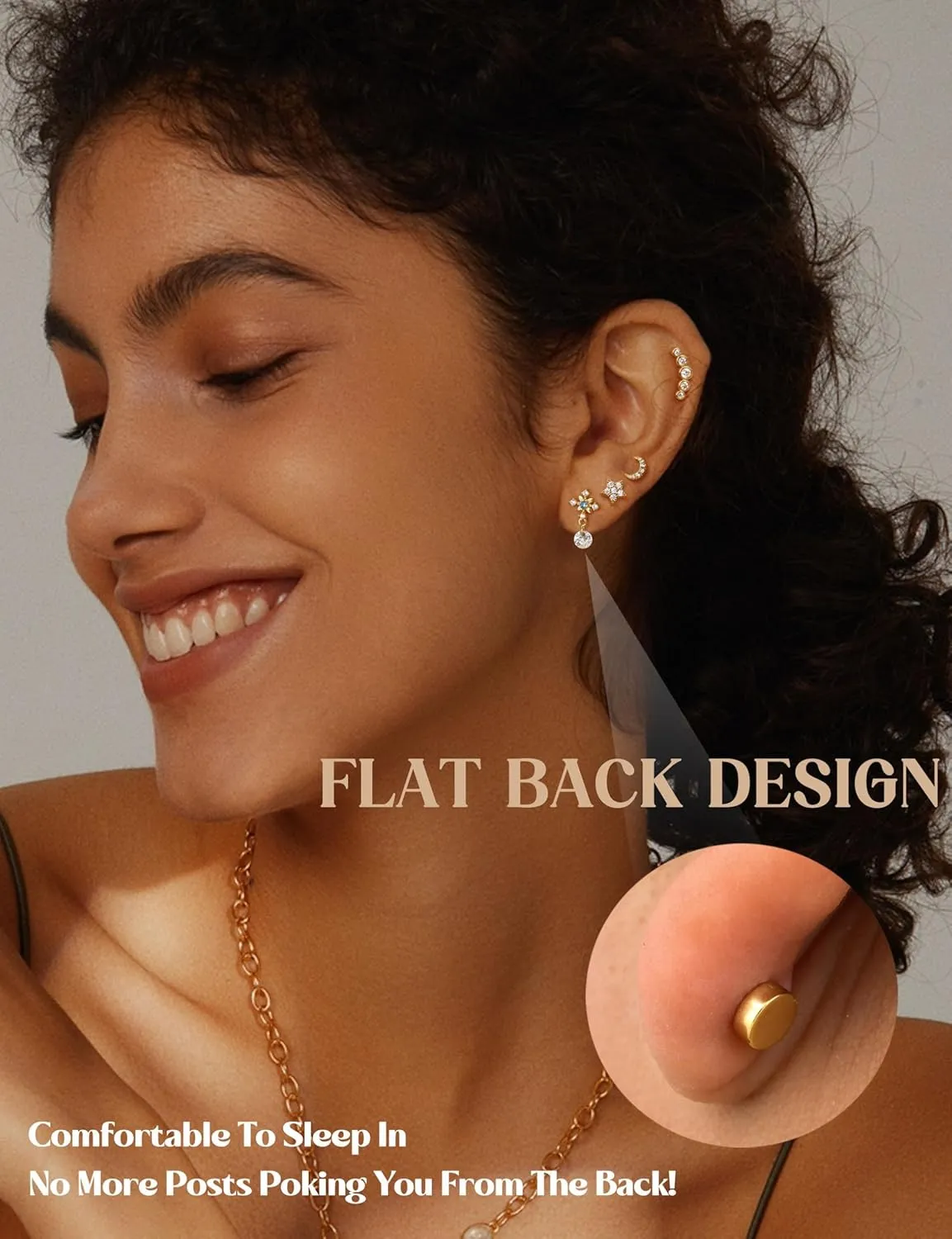 LOLIAS 16 Gauge Cartilage Earrings Helix Earrings for Women Stainless Steel Helix Piercing Jewelry Leaf Butterfly CZ Studs Flat Back Cartilage Earrings Set 9Pcs