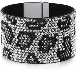 Long tiantian Bracelets for Women Trendy Boho Jewelry for Women Rhinestone Cuff Bangle Bracelets for Women Boho Leather Wrap Bracelets Christmas Gifts Stocking Stuffers