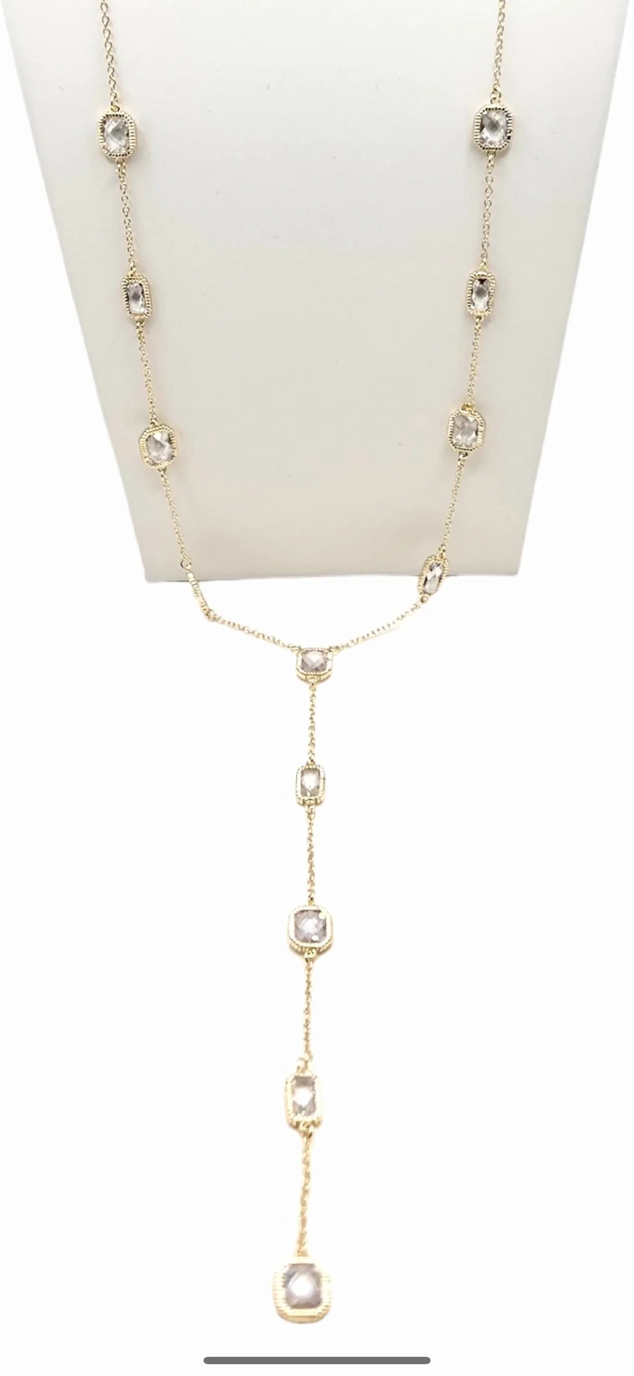 Long Y Crystal Necklace