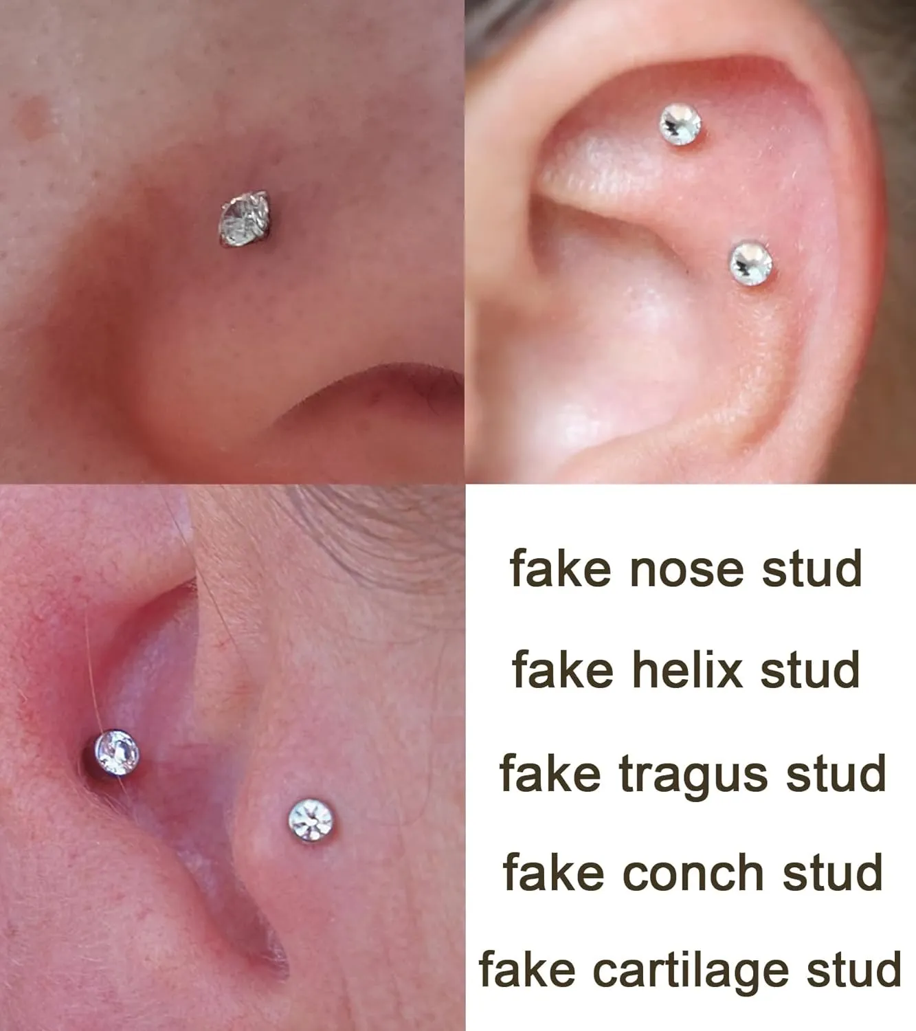 Longita Fake Piercings - Nose Ring, Eyebrow, Lip Ring, Labret Studs & More - Adhesive Face Jewelry