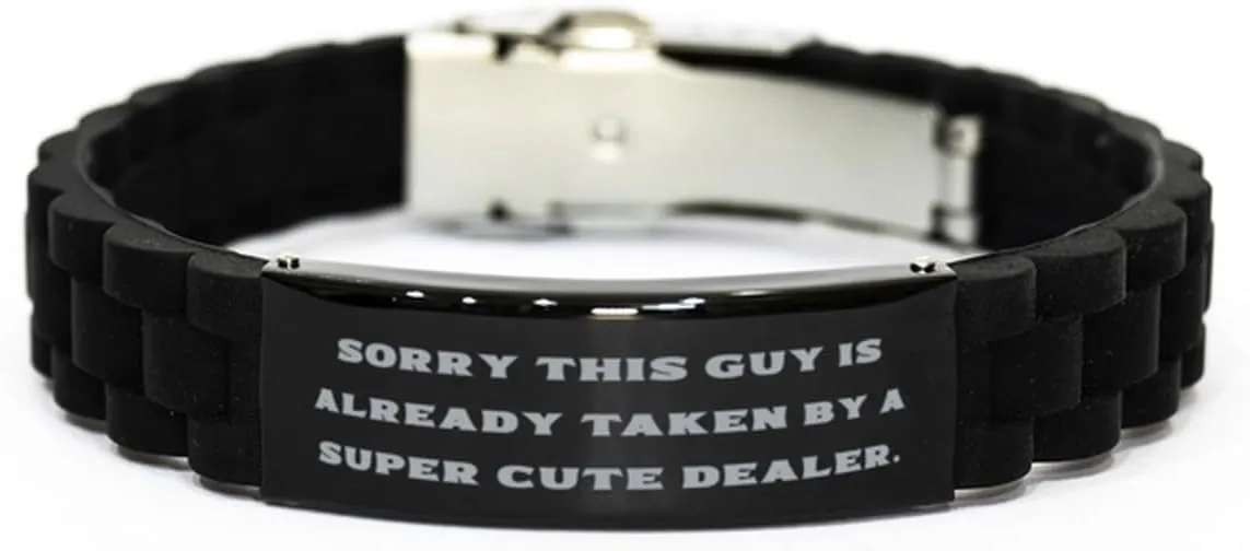 Love Dealer Gifts, Sorry This Guy Is Already Taken by a, Dealer Black Glidelock Clasp Bracelet From Friends, Gifts For Coworkers, Friends bracelet, Black bracelet, Bracelet gift, Friendship bracelet