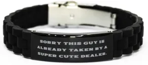 Love Dealer Gifts, Sorry This Guy Is Already Taken by a, Dealer Black Glidelock Clasp Bracelet From Friends, Gifts For Coworkers, Friends bracelet, Black bracelet, Bracelet gift, Friendship bracelet