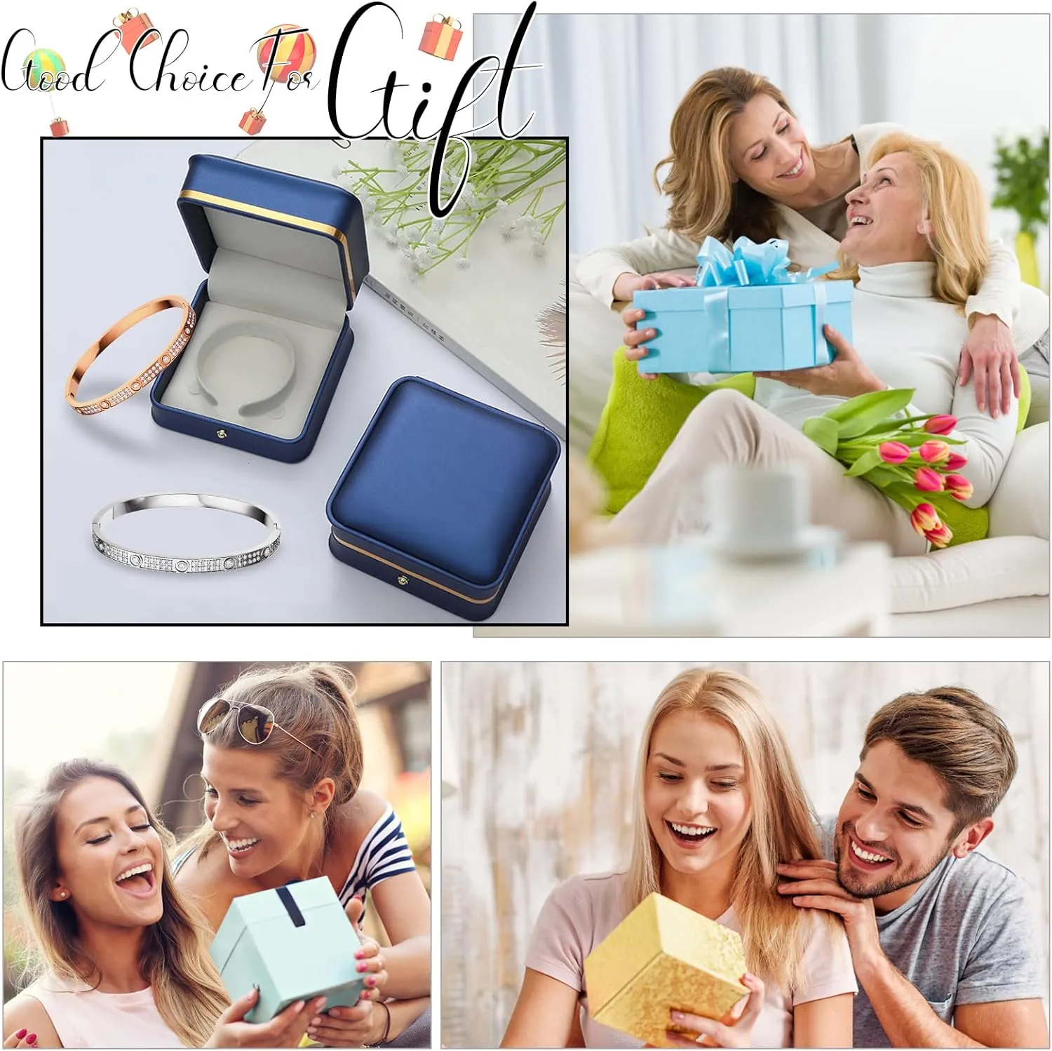 Love Friendship Bracelets Bangle Gold Silver with Cubic Zirconia Stainless Steel Jewelry Oval Bracelet Birthday for Her Women with Gifts Box