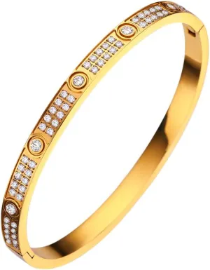 Love Friendship Bracelets Bangle Gold Silver with Cubic Zirconia Stainless Steel Jewelry Oval Bracelet Birthday for Her Women with Gifts Box