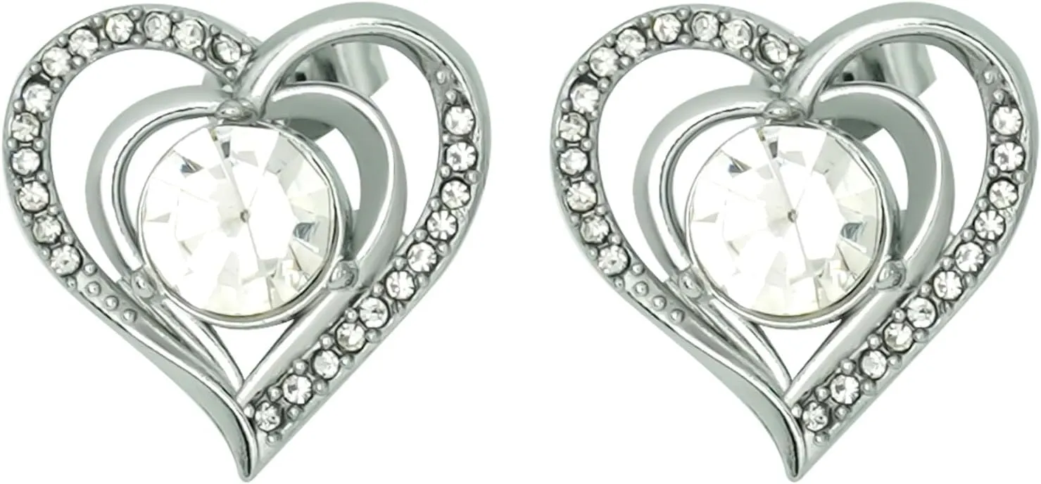 Love Heart Earrings for Women,Stainless Steel Stud Earrings,Rhinestone Heart Earrings for Women,Hypoallergenic Earrings Minimalist Fashion Party Wedding Birthday Valentine's Day Gifts Her Mom Wife Bff