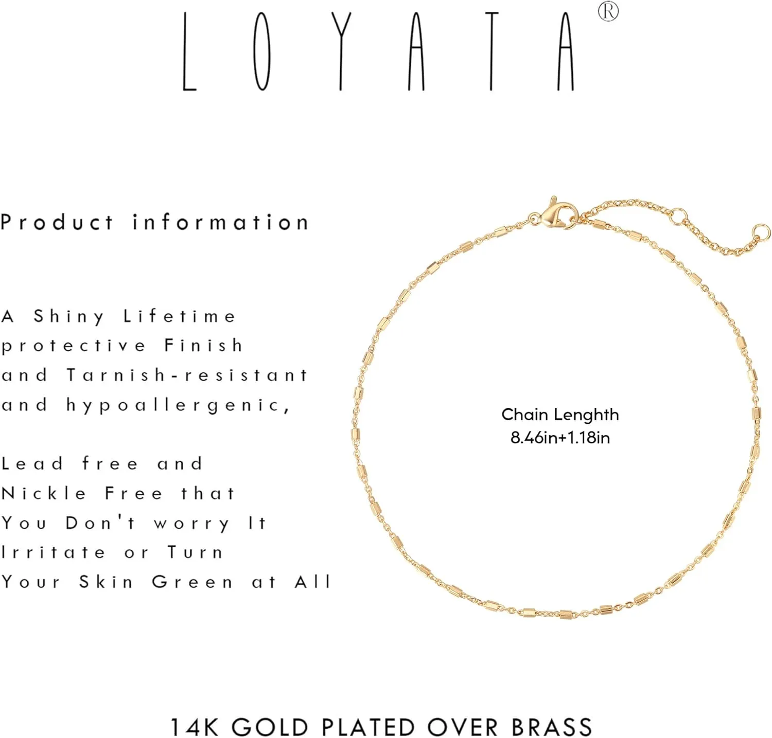 LOYATA Anklet Bracelet 14K Gold Plated Dainty Anklet Chain Waterproof Gold Chain Anklet for Women Cuban Beach Anklet Jewelry Gifts for Women