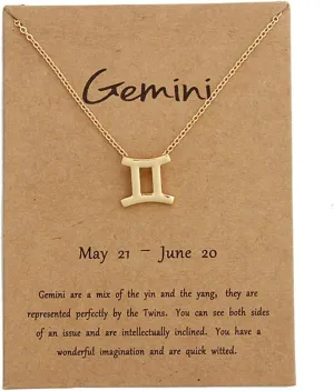 Luck 18K Gold Plated Zodiac Necklaces for Women Minimalist Handmade Charm 12 Constellations With Star Astrology Horoscope Wish Card Choker Necklaces Anniversary Friendship Gift