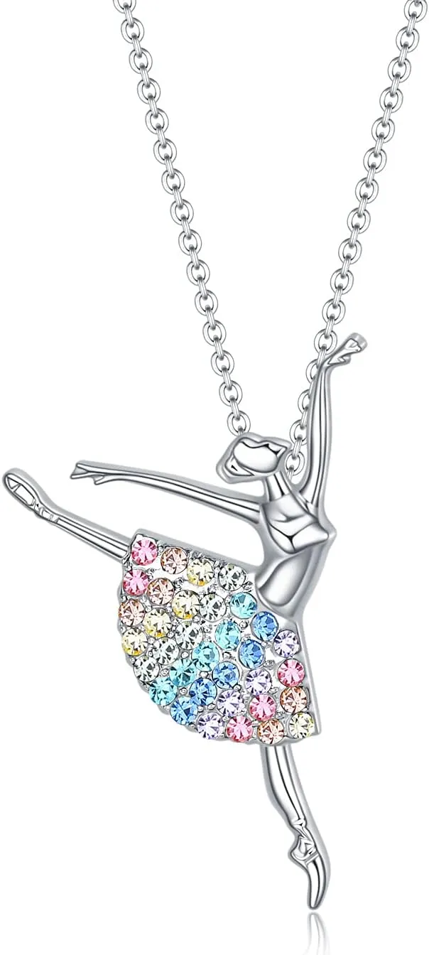 luomart Girls Necklace Ballerina Dance Recital Gifts for Women,Ballet Dancer Pendant Jewelry for Sister Mom Friends