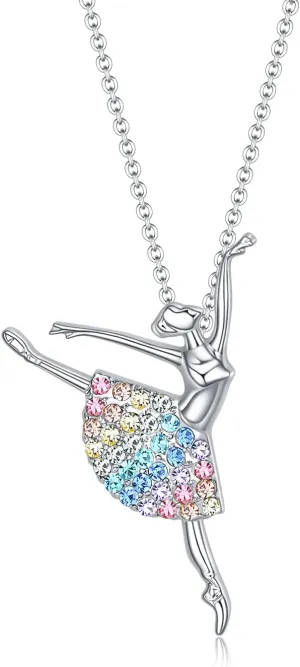 luomart Girls Necklace Ballerina Dance Recital Gifts for Women,Ballet Dancer Pendant Jewelry for Sister Mom Friends