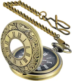 LYMFHCH Vintage Pocket Watch Roman Numerals Scale Quartz Pocket Watches with Chain Christmas Graduation Birthday Gifts Fathers Day