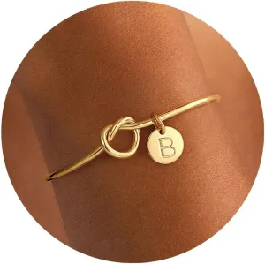 M MOOHAM Gold Initial Bracelets for Women - Dainty Tie the Knot Letter A-Z Initial Bracelet for Women Gold Cuff Bracelet for Womens Jewelry Personalized Bridesmaid Proposal Wedding Gifts