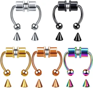Magnetic Septum Nose Ring Horseshoe Stainless Steel Faux Fake Nose Septum Rings Non-Pierced Clip On Nose Hoop Ring