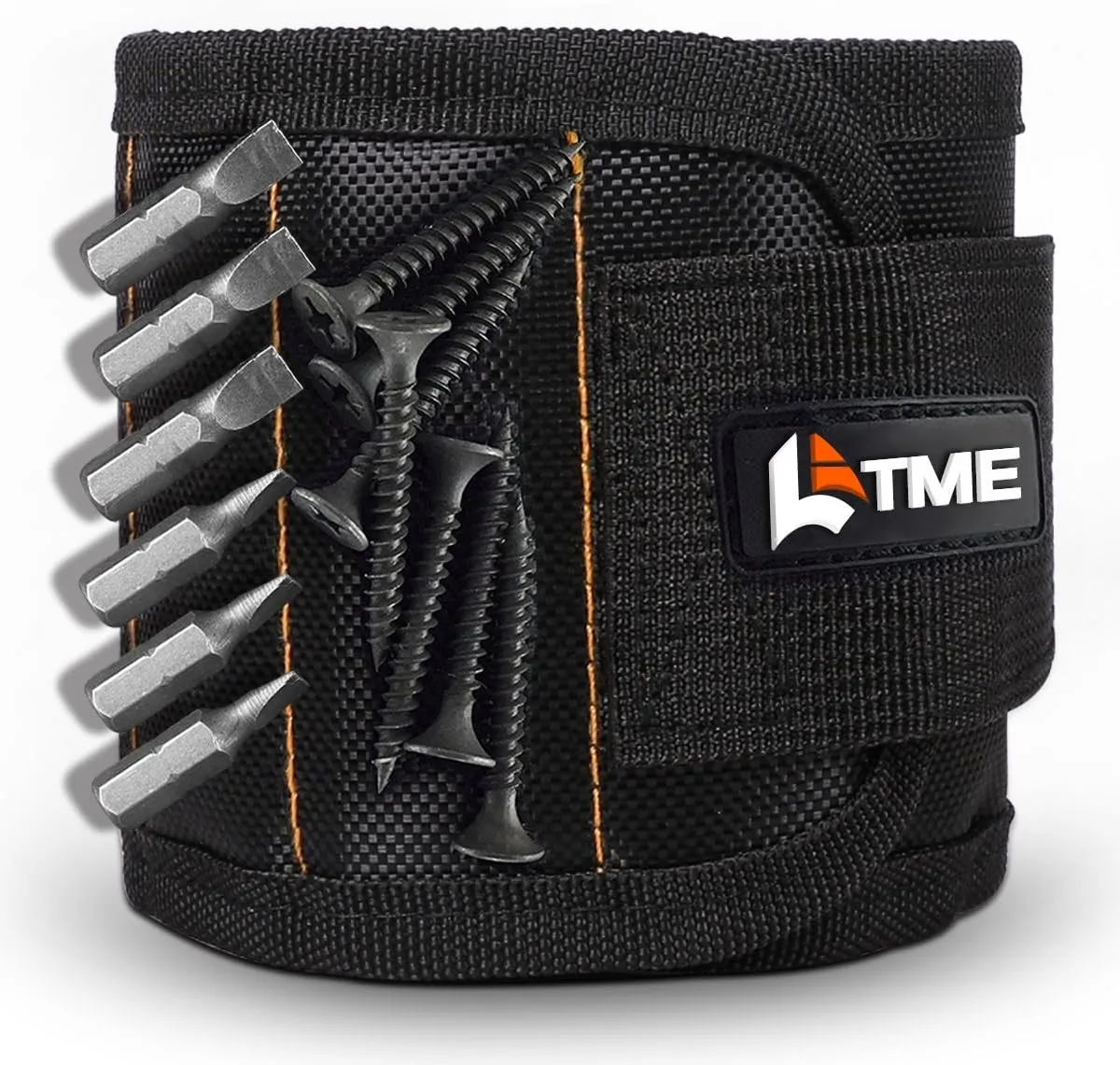 Magnetic Wristband with 15 Strong Magnets for Holding Screws Nails Drill Bits-Best Armband Tool for DIY Handyman Unique Gift for Men (Black)