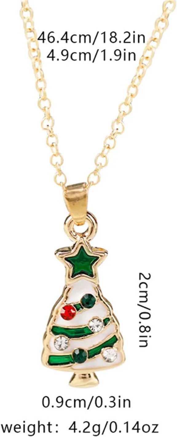 MALOYANVE Unique Crystal Christmas Necklace Cute Sparkly Glitter Santa Hat Jingling Bell Tree Snowman Snowflake Rhinestone Lightweight Pendant Necklace Festival Holiday Jewelry for Women