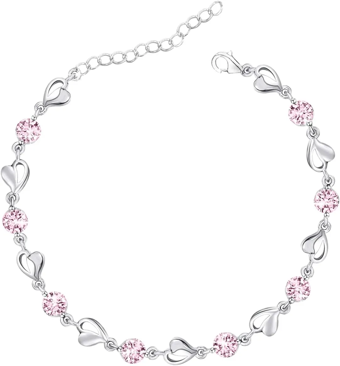 M&Ostyle Silver Bracelet for Women,Bracelet Shiny Crystal Diamond Adjustable Bracelet Mother's Day Jewelry Gift Birthday Christmas Gifts for Women Mom Wife