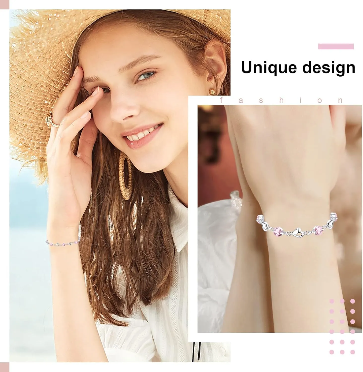 M&Ostyle Silver Bracelet for Women,Bracelet Shiny Crystal Diamond Adjustable Bracelet Mother's Day Jewelry Gift Birthday Christmas Gifts for Women Mom Wife