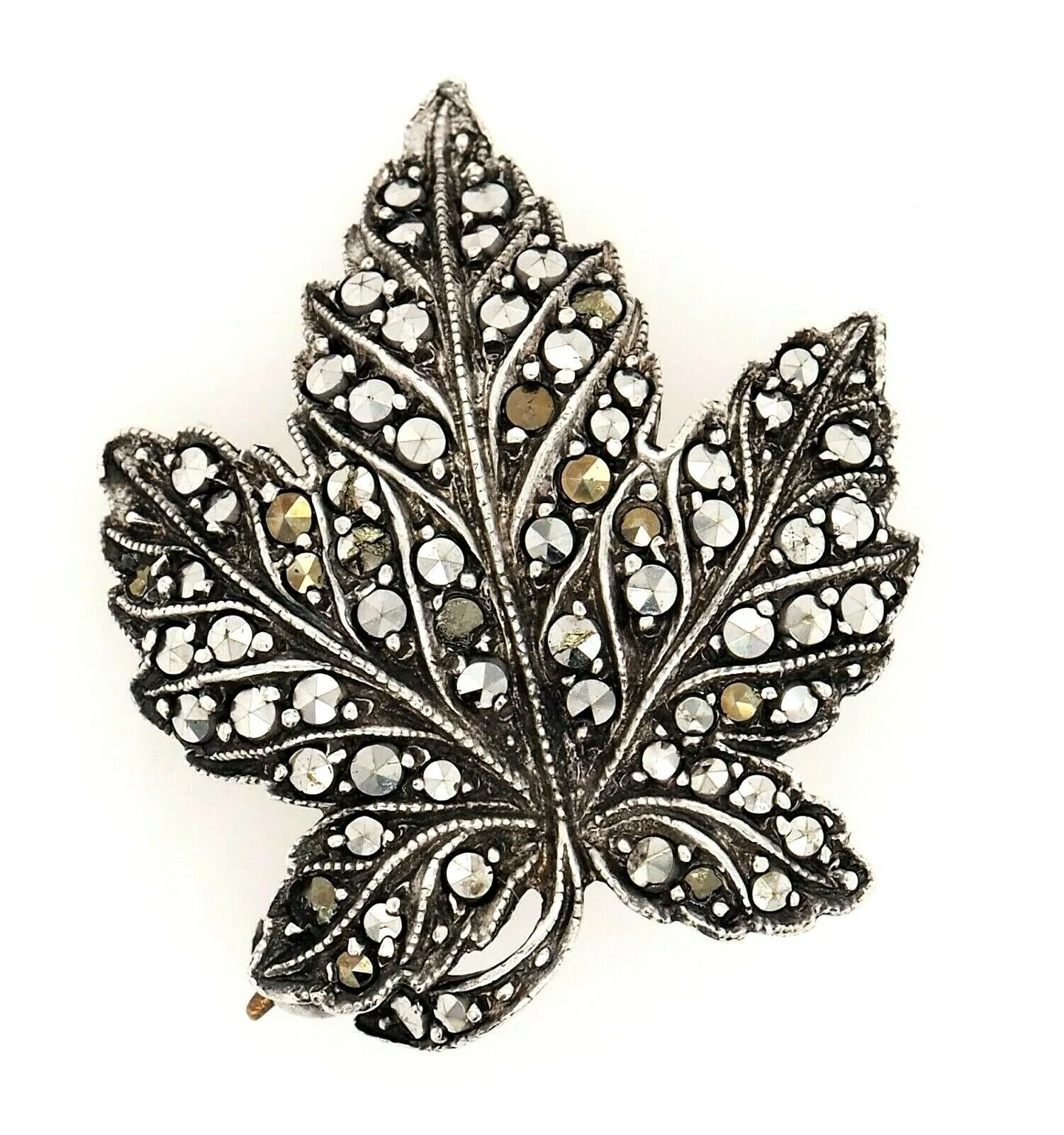 Marcasite Sterling Silver Leaf Brooch