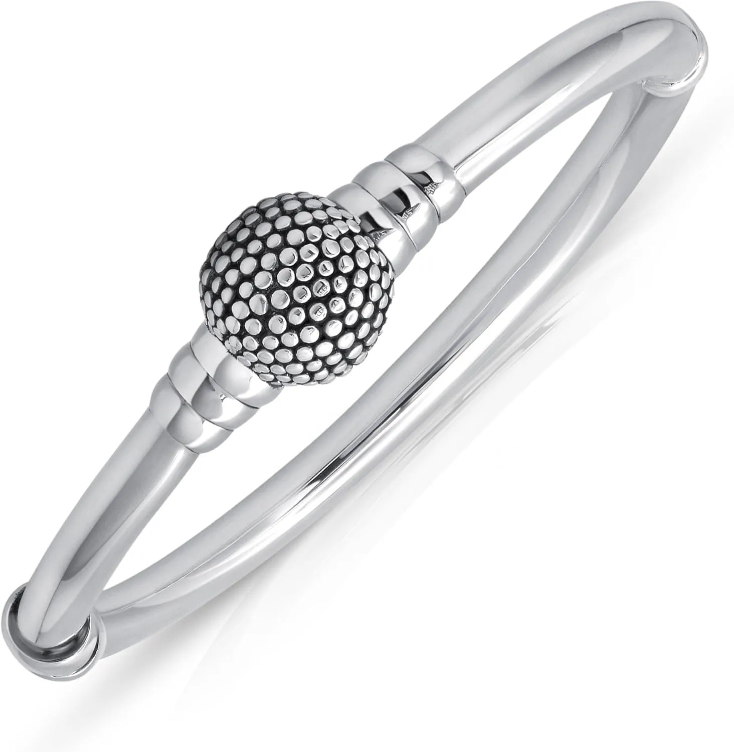 MAX   STONE Lightweight Hollow 925 Sterling Silver Bangle Bracelet for Women | 7 Inch Silver Bracelets with Hinged Clasp | Anti-tarnishing Hypoallergenic Silver Bangles for Women