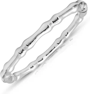 MAX   STONE Lightweight Hollow 925 Sterling Silver Bangle Bracelet for Women | 7 Inch Silver Bracelets with Hinged Clasp | Anti-tarnishing Hypoallergenic Silver Bangles for Women
