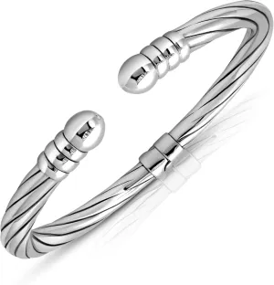 MAX   STONE Lightweight Hollow 925 Sterling Silver Bangle Bracelet for Women | 7 Inch Silver Bracelets with Hinged Clasp | Anti-tarnishing Hypoallergenic Silver Bangles for Women