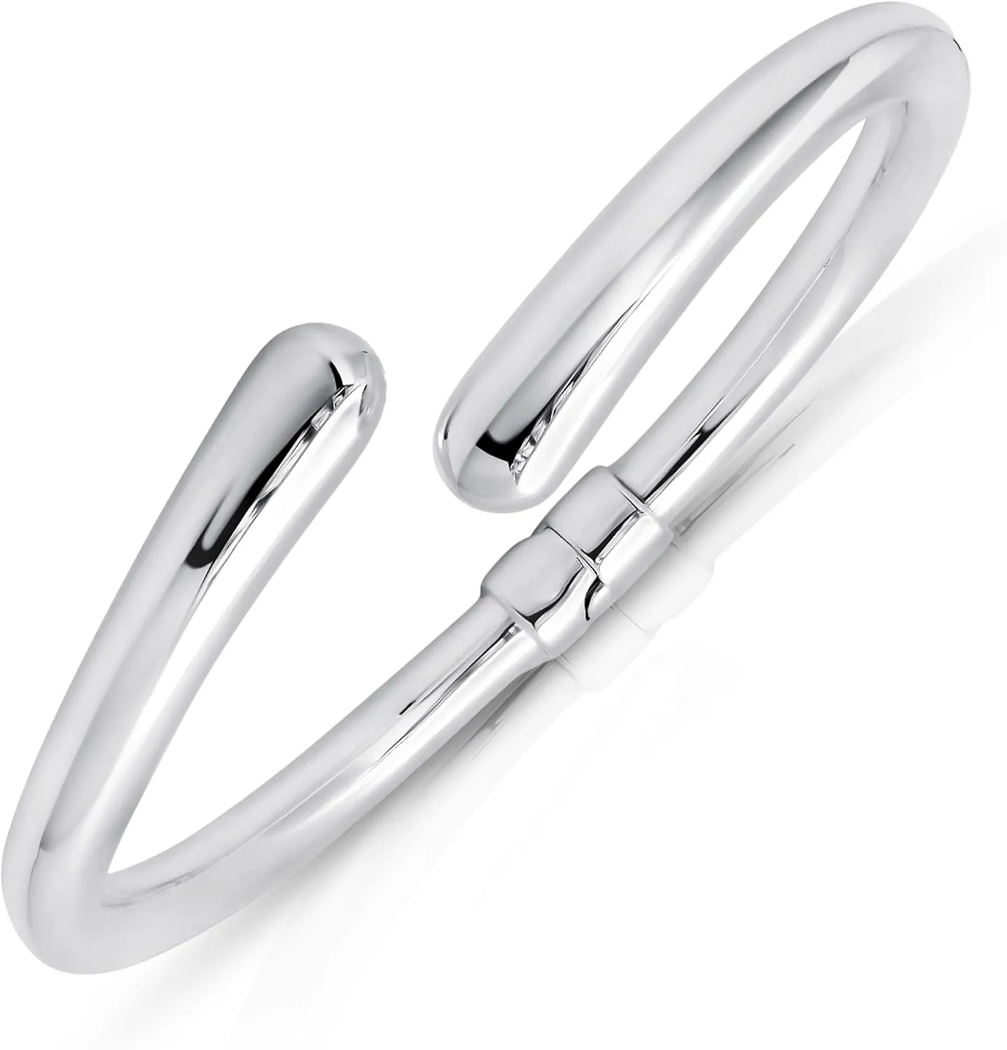 MAX   STONE Lightweight Hollow 925 Sterling Silver Bangle Bracelet for Women | 7 Inch Silver Bracelets with Hinged Clasp | Anti-tarnishing Hypoallergenic Silver Bangles for Women
