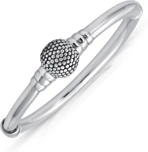 MAX   STONE Lightweight Hollow 925 Sterling Silver Bangle Bracelet for Women | 7 Inch Silver Bracelets with Hinged Clasp | Anti-tarnishing Hypoallergenic Silver Bangles for Women