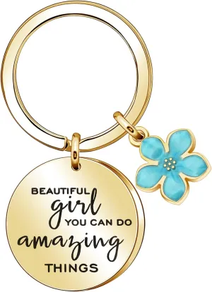 Maxforever Inspirational Gift Beautiful Girl You Can Do Amazing Things Keychain Keyring Encouragement Gifts for Women Girls