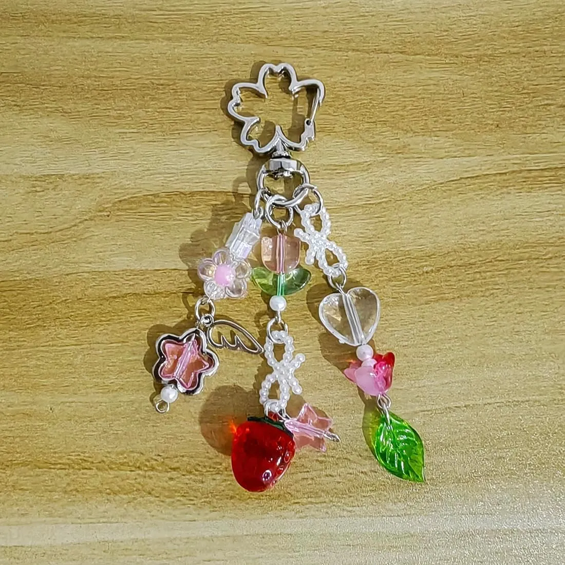 Meimimix Y2K Aesthetic Strawberry Star Charms Keychain For Women Girls Bag Purse Backpack Wallet Keyring Accessories