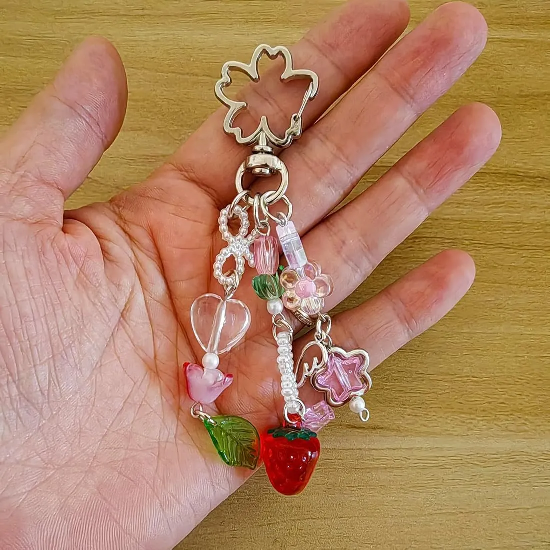 Meimimix Y2K Aesthetic Strawberry Star Charms Keychain For Women Girls Bag Purse Backpack Wallet Keyring Accessories
