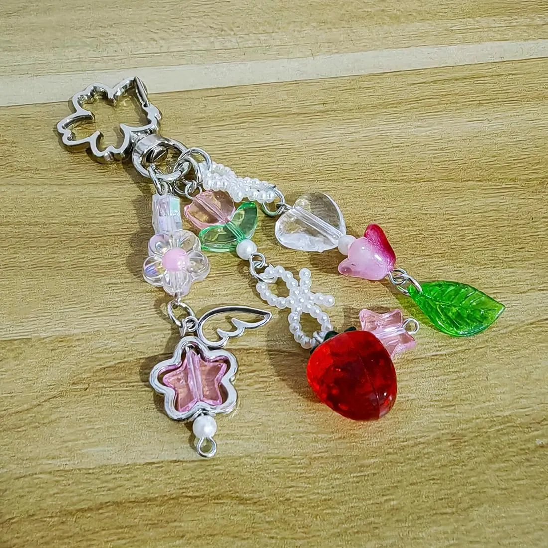 Meimimix Y2K Aesthetic Strawberry Star Charms Keychain For Women Girls Bag Purse Backpack Wallet Keyring Accessories