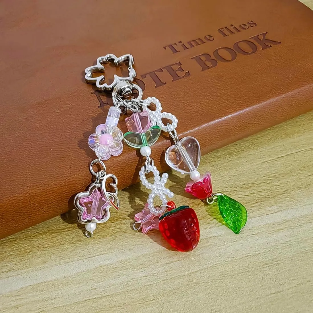 Meimimix Y2K Aesthetic Strawberry Star Charms Keychain For Women Girls Bag Purse Backpack Wallet Keyring Accessories