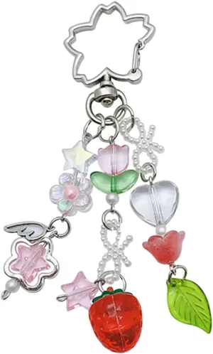 Meimimix Y2K Aesthetic Strawberry Star Charms Keychain For Women Girls Bag Purse Backpack Wallet Keyring Accessories