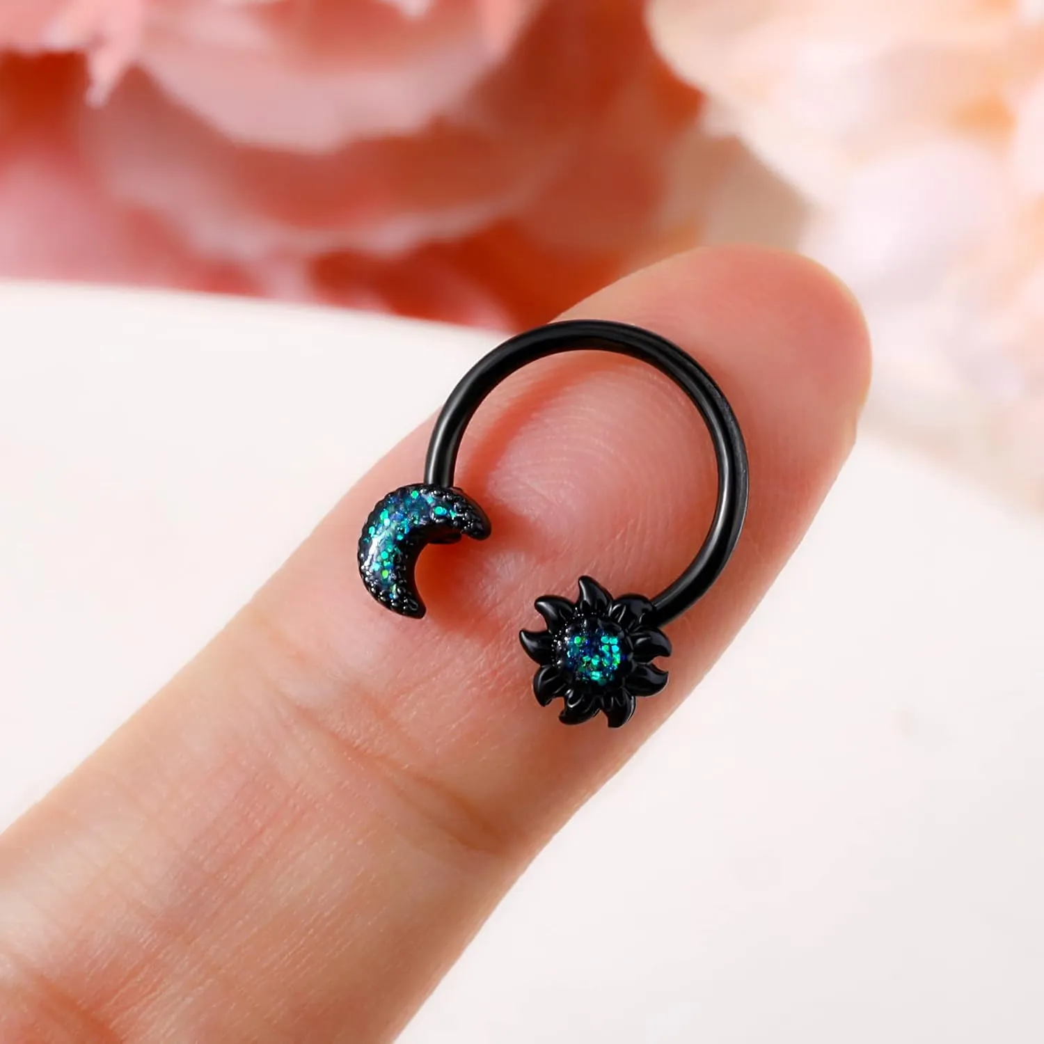 Melighting 16G Septum Rings Moon Daith Piercing Jewelry Star Septum Jewelry 316L Surgical Steel Nose Rings Hoop Helix Earrings Cartilage Jewelry for Women