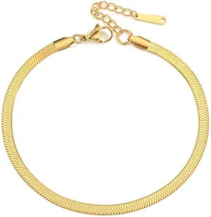 Men's and Women's anklets Gold Plated Flat Snake Chain anklets Titanium Steel Foot Chains 14k Gold Titanium Steel anklets