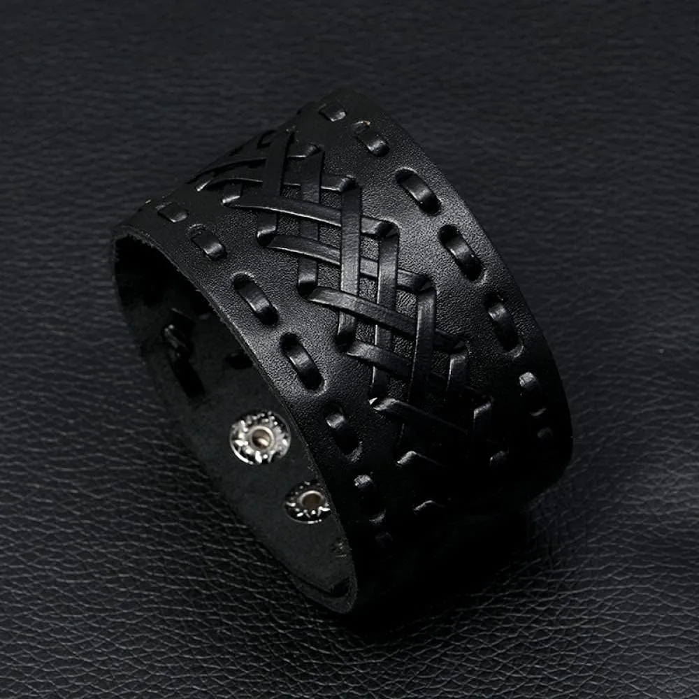 Mens Bracelets Rope Leather Bracelets For Men Braided Leather Rope Winding Men'S Punk Leather Bracelet