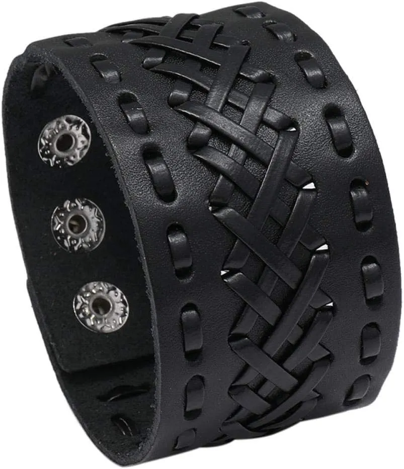Mens Bracelets Rope Leather Bracelets For Men Braided Leather Rope Winding Men'S Punk Leather Bracelet