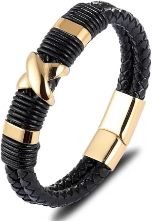 Mens Bracelets Rope Leather Bracelets For Men Leather Bracelet Men'S Woven Leather Bracelet Bracelet Titanium Steel Men'S Bracelet-9O