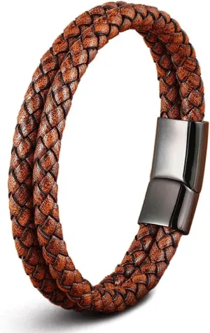 Mens Bracelets Rope Leather Bracelets For Men Leather Bracelet Men'S Woven Leather Bracelet Bracelet Titanium Steel Men'S Bracelet-A