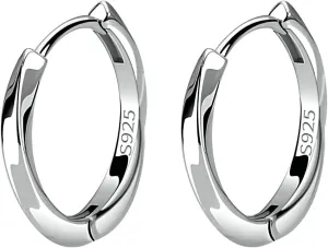 Men's Earring Hoop 925 Sterling Silver Hoop for Men Round Huggie Mens Hoops Earrings Ear Piercings