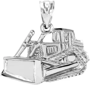 Men's Fine Jewelry Solid 925 Sterling Silver Bulldozer Charm Pendant