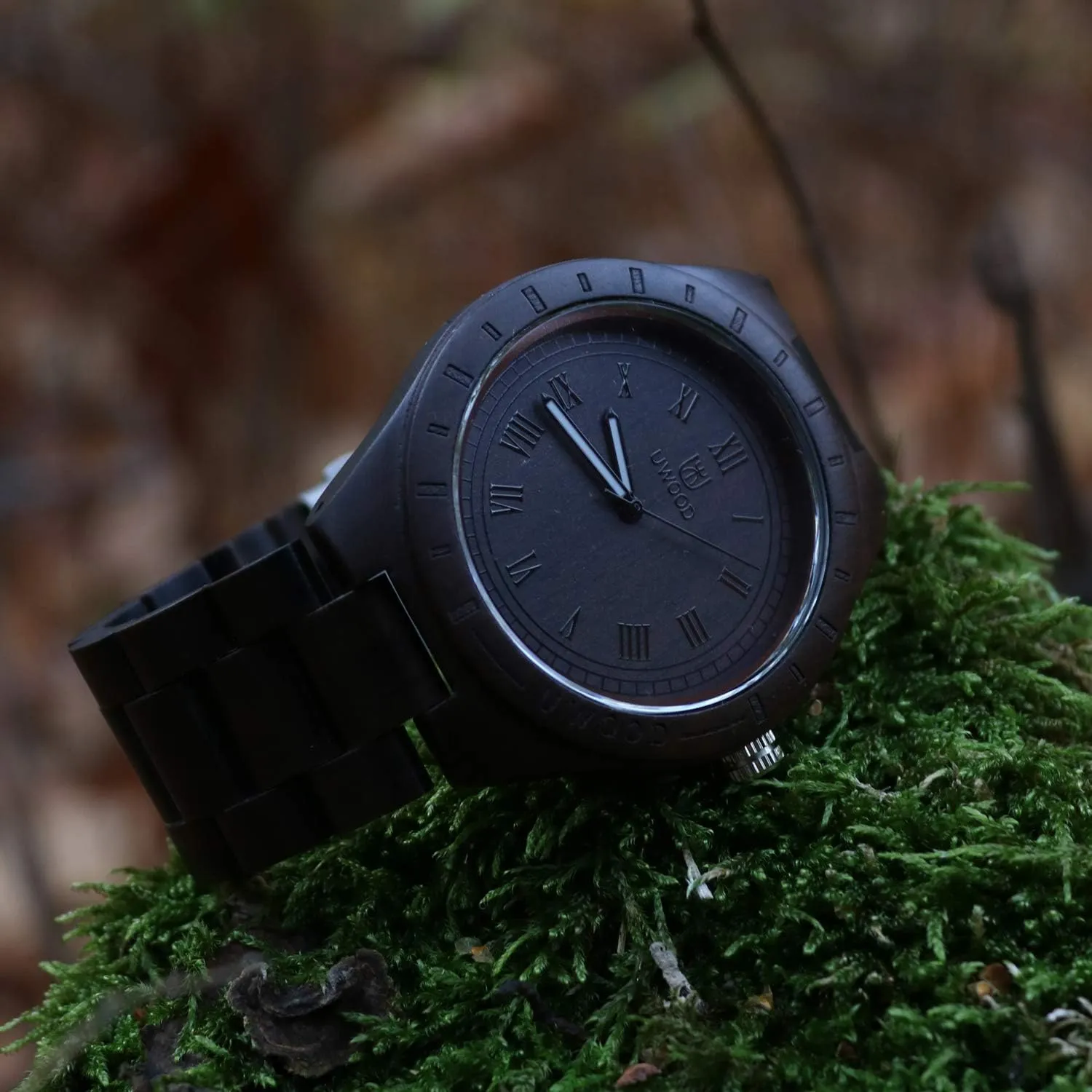 Mens Light Weight Unique Wood Watch, Uwood Series Handmade Sandalwood Analog Quartz Vintage Roman Number Natural Wooden Wristwatch