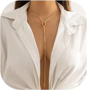 Metal Long Multi Layered Flat Chain Y Shape Necklace Wedding Bridal Tassel Collar Necklace Jewelry Summer Festival Rave Chest Body Chain Jewelry for Women