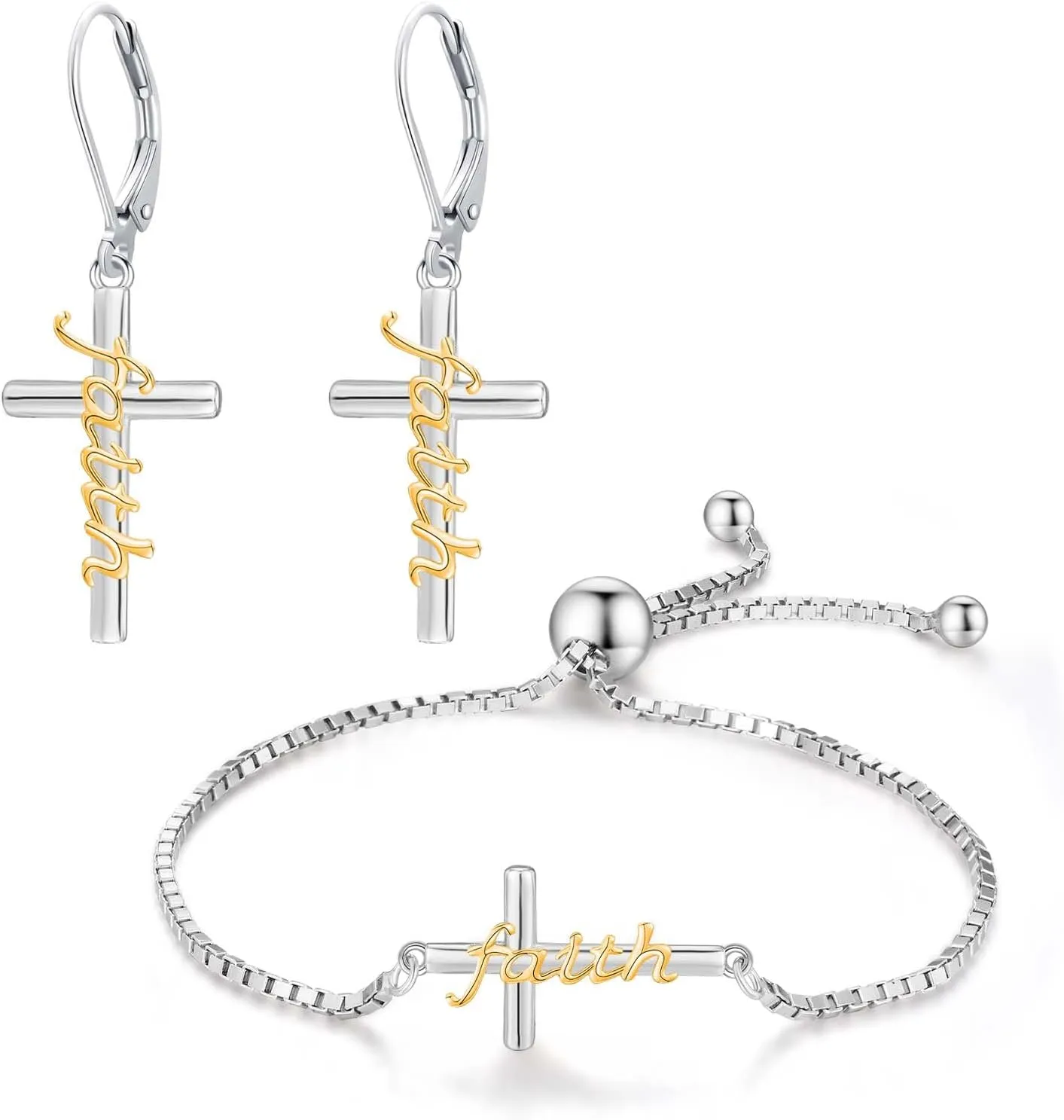 Midir&Etain Cross Faith Theme Jewelry - Cross Dangle Earrings Bracelet
