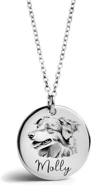 MignonandMignon Personalized Pet Portrait Necklace  Custom Jewelry Gift for Dog or Cat Lovers Unique Holiday Gifts for Her -LCN-AP