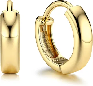 Milacolato Gold Hoop Earrings for Women Small Huggie Hoop Earrings | 14K Gold Plated Sterling Silver Hoop Earrings | Cartilage Hoop Earrings | 12/18/25mm